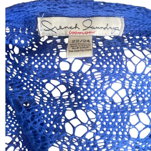 French Laundry Plus Size Blue Woven Cardigan Sweater Size 3X - Picture 5 of 5